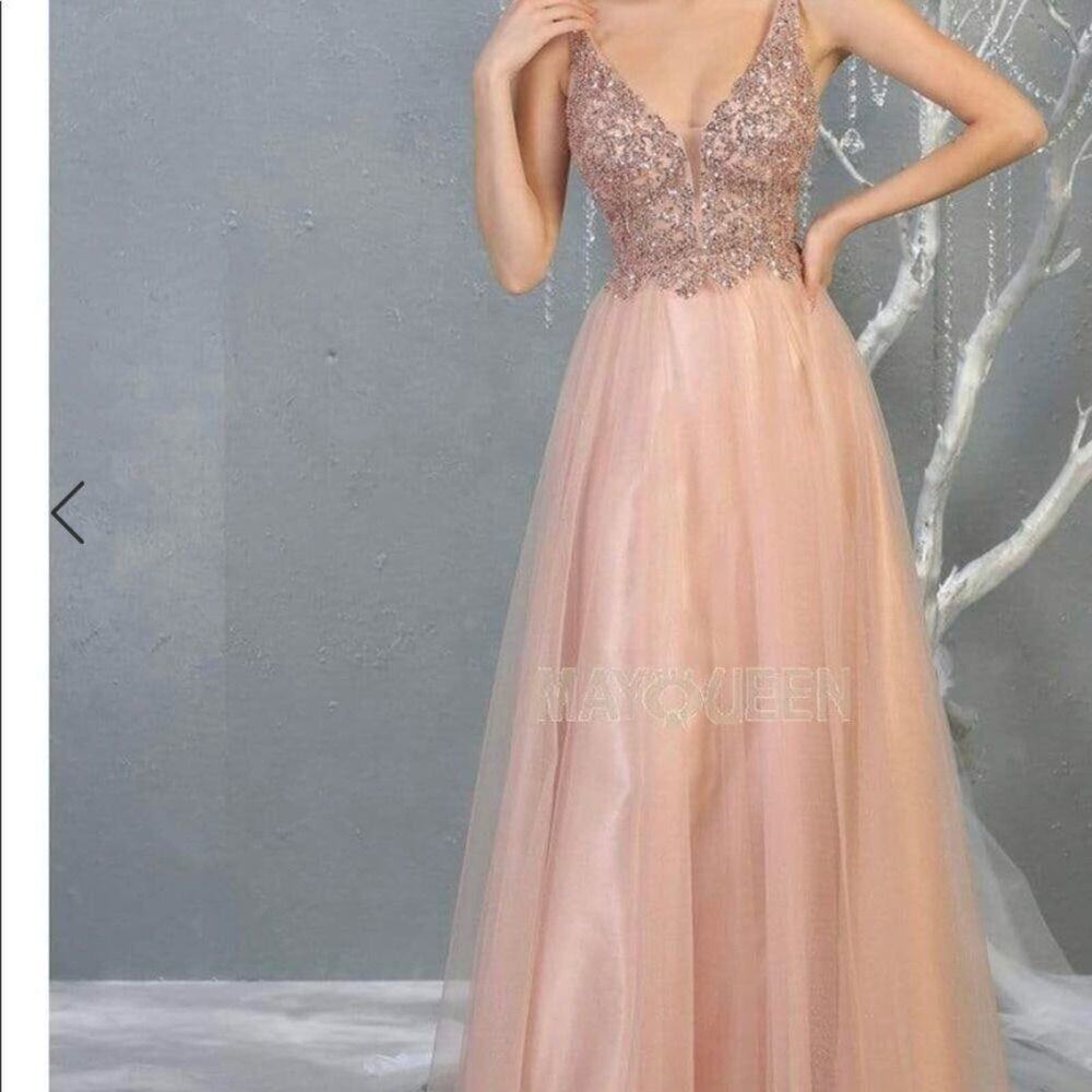 NWT JVN JOVANI BLUSH SEQUINS WEDDING TULLE PROM DRESS SIZE 2